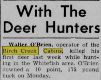 Birch Creek Cabins - Nov 29 1954 Article